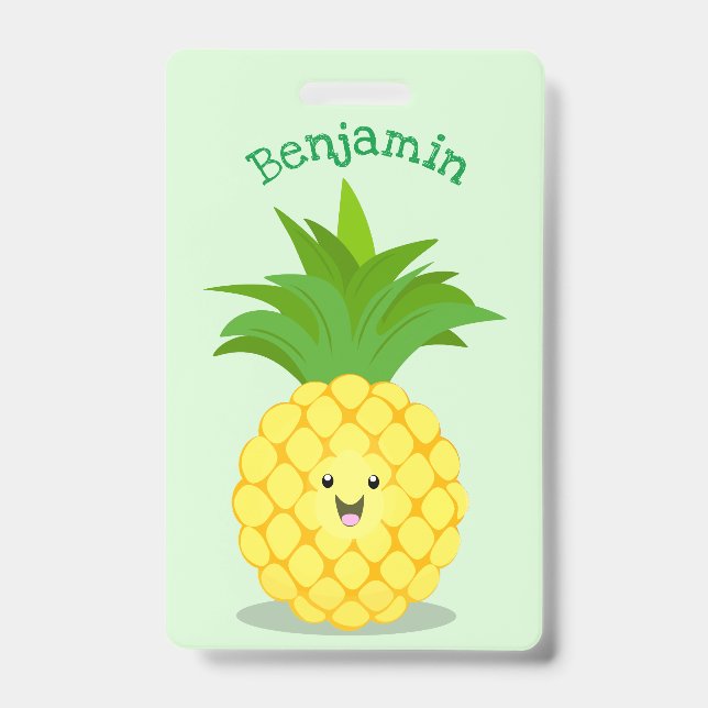 Cute pineapple cartoon illustration ID badge (Front)
