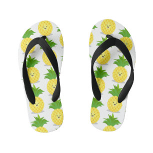 Cute pineapple cartoon illustration kid's jandals