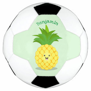 Cute pineapple cartoon illustration soccer ball