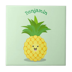 Cute pineapple cartoon illustration tile