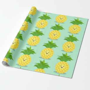 Cute pineapple cartoon illustration wrapping paper