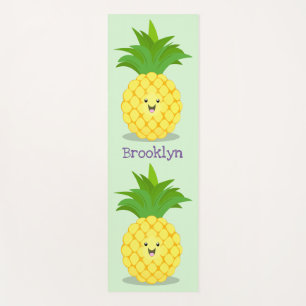 Cute pineapple cartoon illustration yoga mat