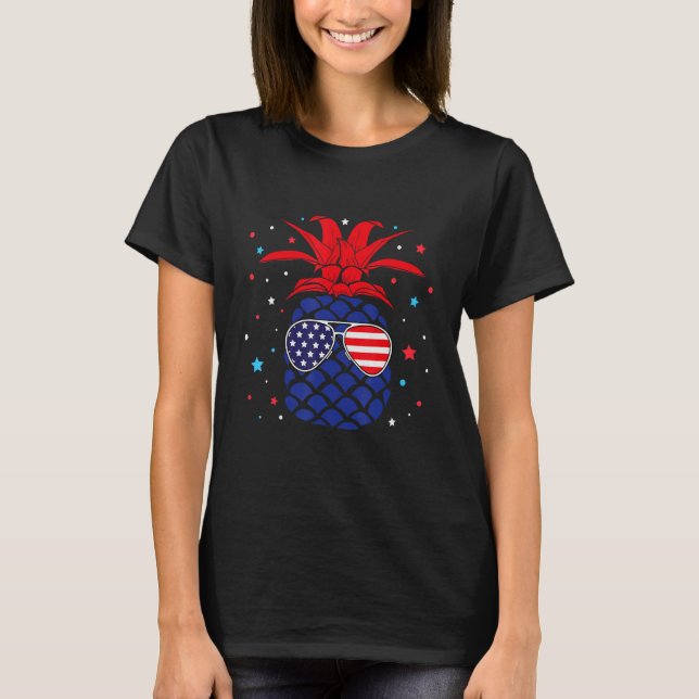 Cute Pineapple Costume USA 4th of July Men Women T-Shirt (Front)