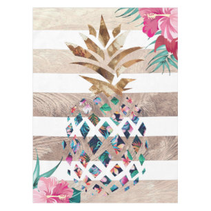Cute Pineapple gold striped design Tablecloth