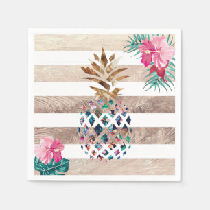 Cute Pineapple gold striped Napkin