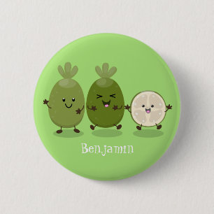 Cute pineapple guava feijoa cartoon illustration 6 cm round badge