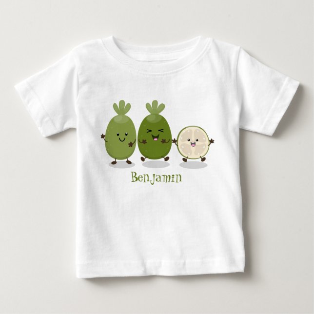 Cute pineapple guava feijoa cartoon illustration baby T-Shirt (Front)