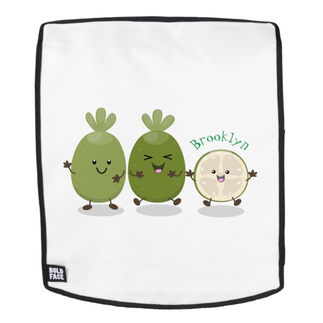 Cute pineapple guava feijoa cartoon illustration backpack (Removable Face)