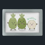 Cute pineapple guava feijoa cartoon illustration belt buckle<br><div class="desc">A cute pineapple guava (also called feijoa) trio in happy cartoon illustration style to add some fun to your day!</div>