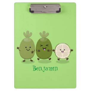 Cute pineapple guava feijoa cartoon illustration clipboard