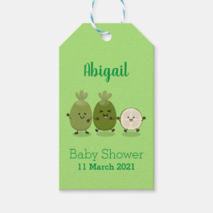 Cute pineapple guava feijoa cartoon illustration gift tags