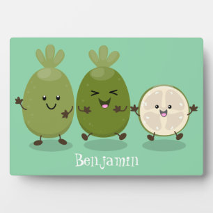 Cute pineapple guava feijoa cartoon illustration plaque