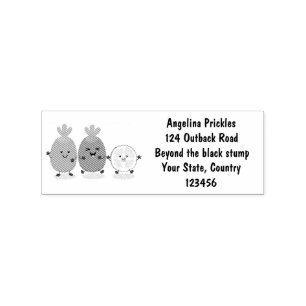Cute pineapple guava feijoa cartoon illustration rubber stamp