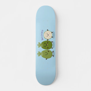 Cute pineapple guava feijoa cartoon illustration skateboard