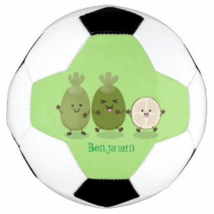 Cute pineapple guava feijoa cartoon illustration soccer ball