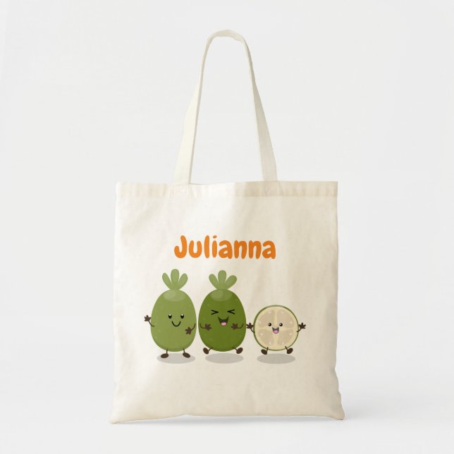 Cute pineapple guava feijoa cartoon illustration tote bag (Front)