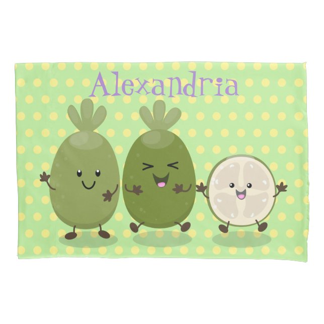Cute pineapple guava feijoa funny cartoon pillowcase (Front)