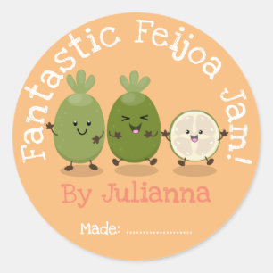 Cute pineapple guava feijoa jam label cartoon