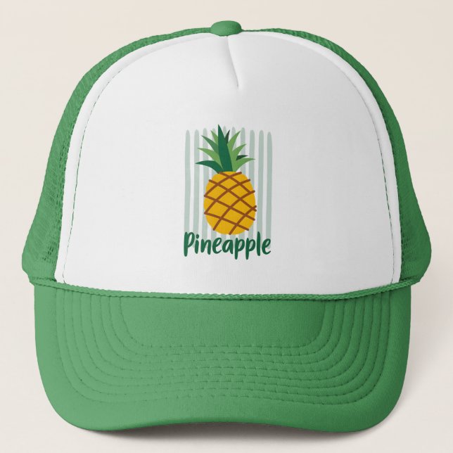Cute Pineapple Illustration with Handwritten Text Trucker Hat (Front)