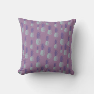 Cute Pineapple Pattern in Bright Blue and Purple Cushion