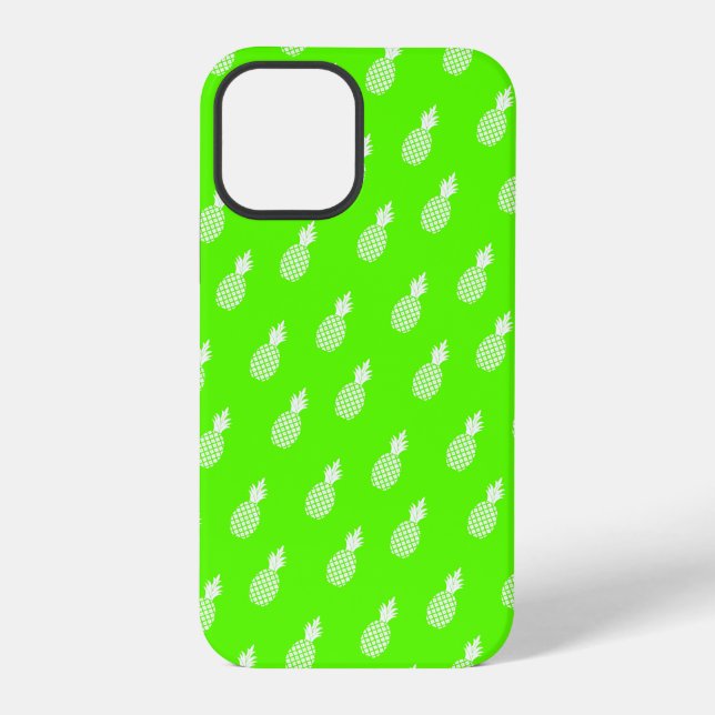 Cute Pineapple Pattern on lime Green fun young iPhone Case (Back)