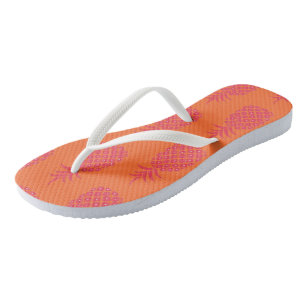 Cute Pineapple Pattern Orange Coral Summer Beach Jandals