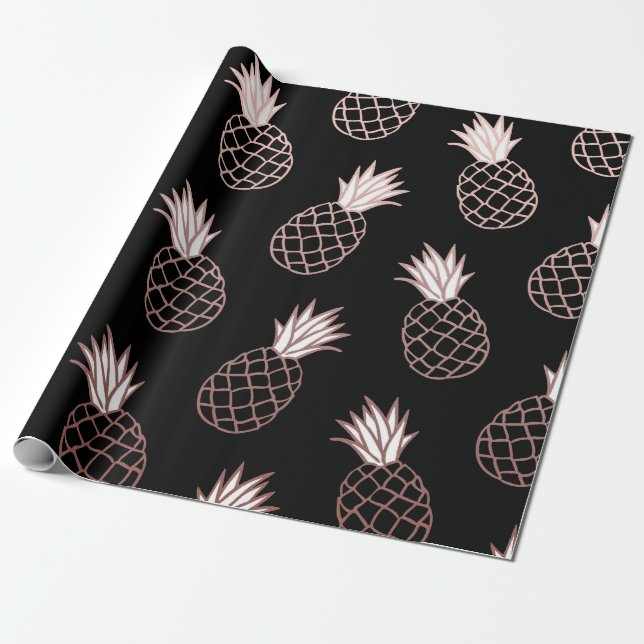 Cute Pineapple Pattern Wrapping Paper (Unrolled)