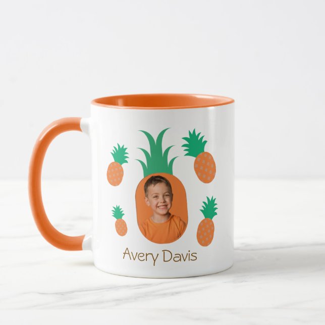Cute Pineapple Photo Template Personalized Kids Na Mug (Left)