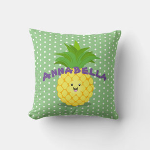 Cute pineapple tropical fruit cartoon illustration cushion