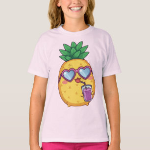 Cute Pineapple with Sunglasses Girls T-Shirt