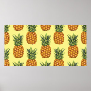 Cute pineapples abstract illustration pattern poster
