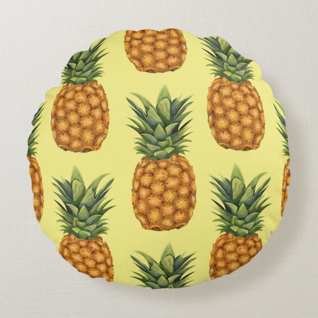 Cute pineapples abstract illustration pattern round cushion (Front)