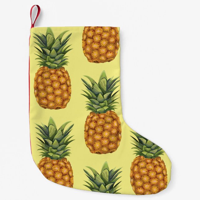 Cute pineapples abstract illustration pattern small christmas stocking (Front)