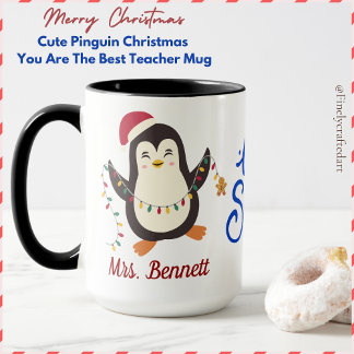 Cute Pinguin Christmas You Are The Best Teacher Mug