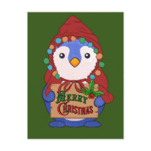 Cute pinguin wishes merry christmas Throw