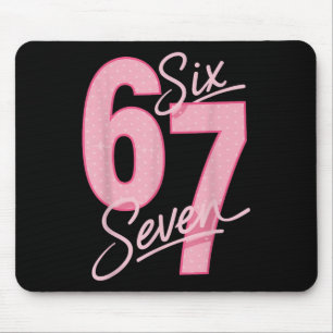 Cute Pink 67 Six Seven Funny Meme Women Girls Mouse Pad