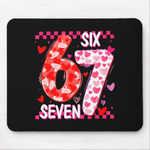Cute Pink 67 Valentine Six Seven Funny Meme Women  Mouse Pad