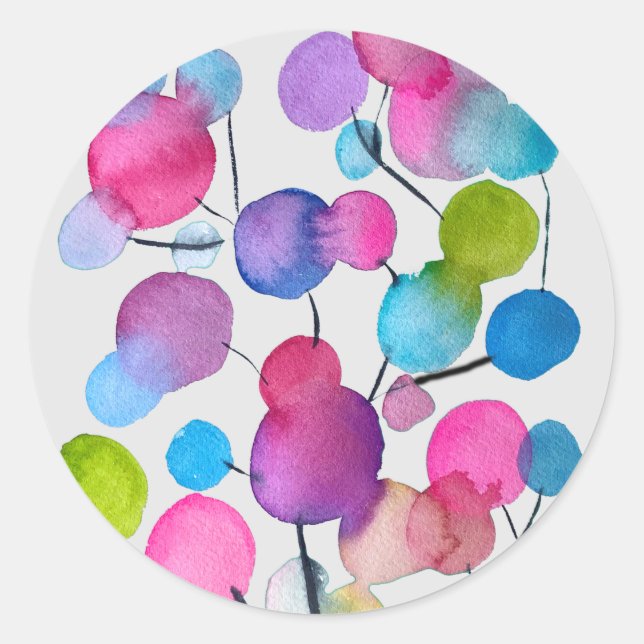 Cute pink abstract art tree classic round sticker (Front)