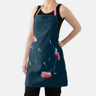 Cute pink abstract floral arty apron