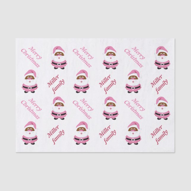 Cute pink African-Americam Santa Claus Christmas  Tissue Paper (Front)