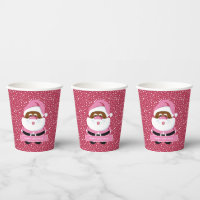 Cute pink African-American Santa Claus Christmas
