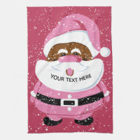 Cute pink African-American Santa Claus Christmas