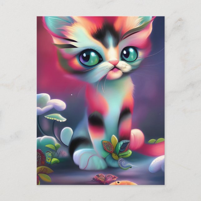 Cute Pink AI generated cat Postcard (Front)