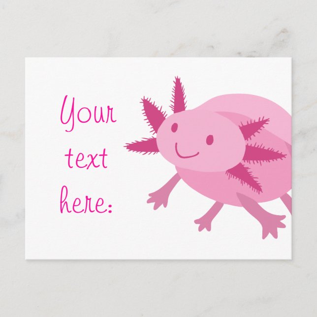 Cute Pink Albino Axolotl Postcard (Front)
