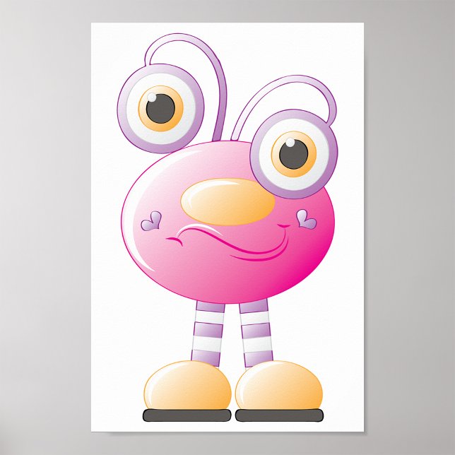 Cute Pink Alien With Big Eyes Poster (Creator Uploaded)