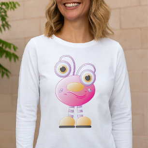 Cute Pink Alien With Big Eyes T-Shirt