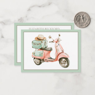Cute Pink and Aqua Coastal Scooter Card