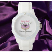 Cute Pink and Black Have A Doughnut   Square 