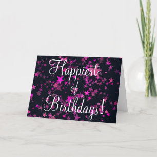 Cute Pink and Black Stars Design Holiday Card