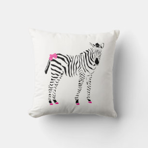 Cute Pink And Black Zebra Girly Birth Announcement Cushion